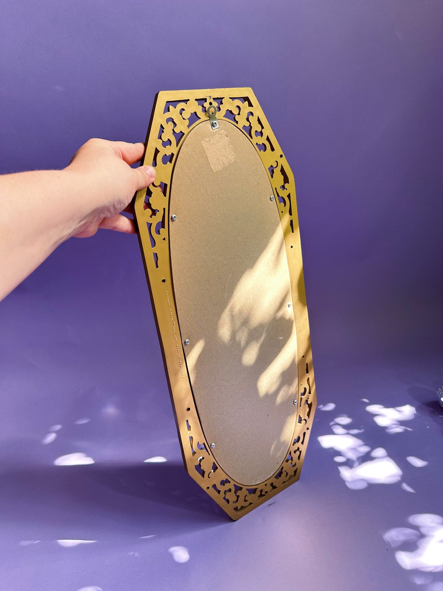 Vintage Dart Industries Gold Tone Light Wood 1960s MCM Wall Mirror