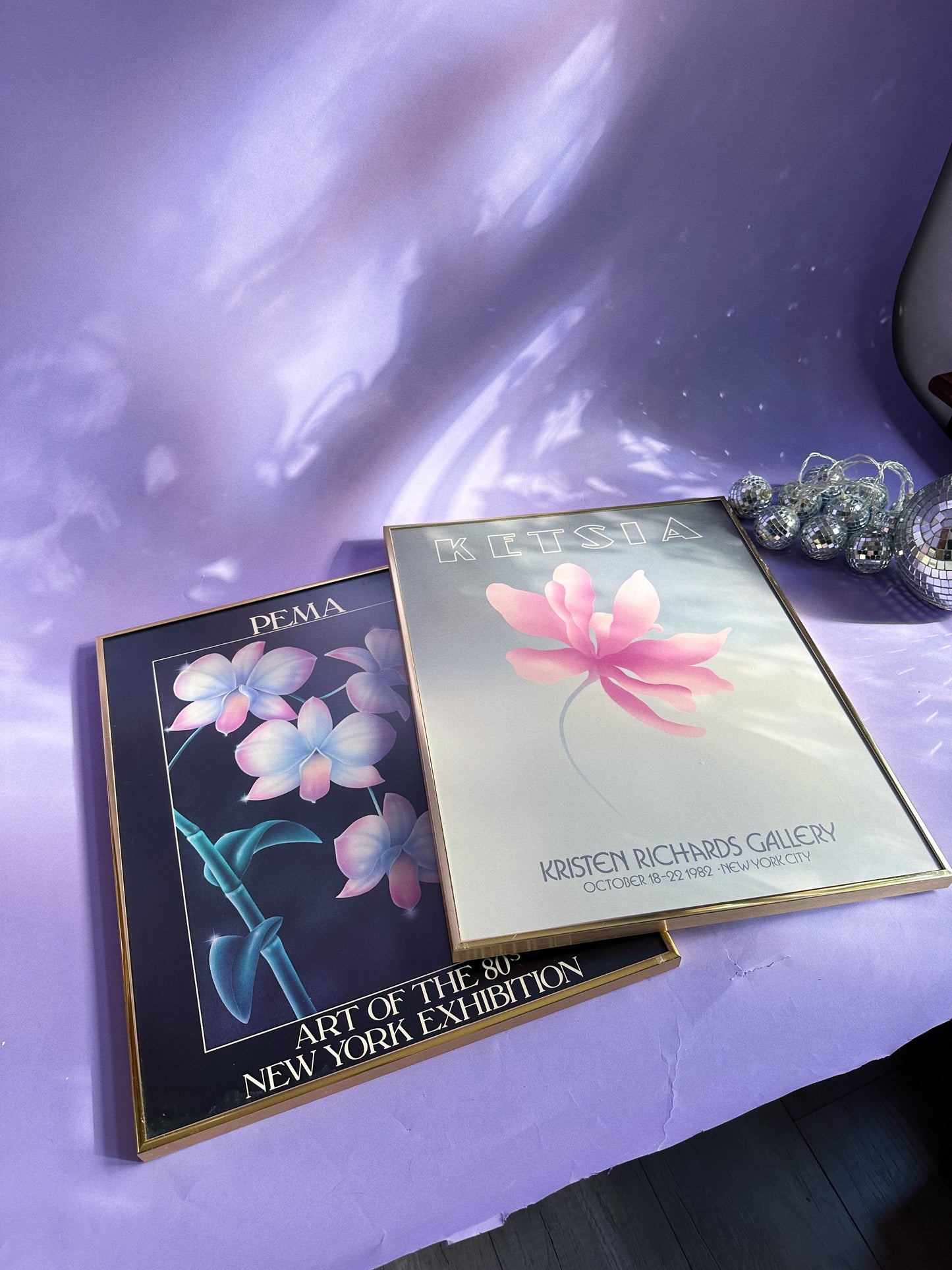 Gorgeous Vintage Brass Framed 80s Flower Print Ketsia