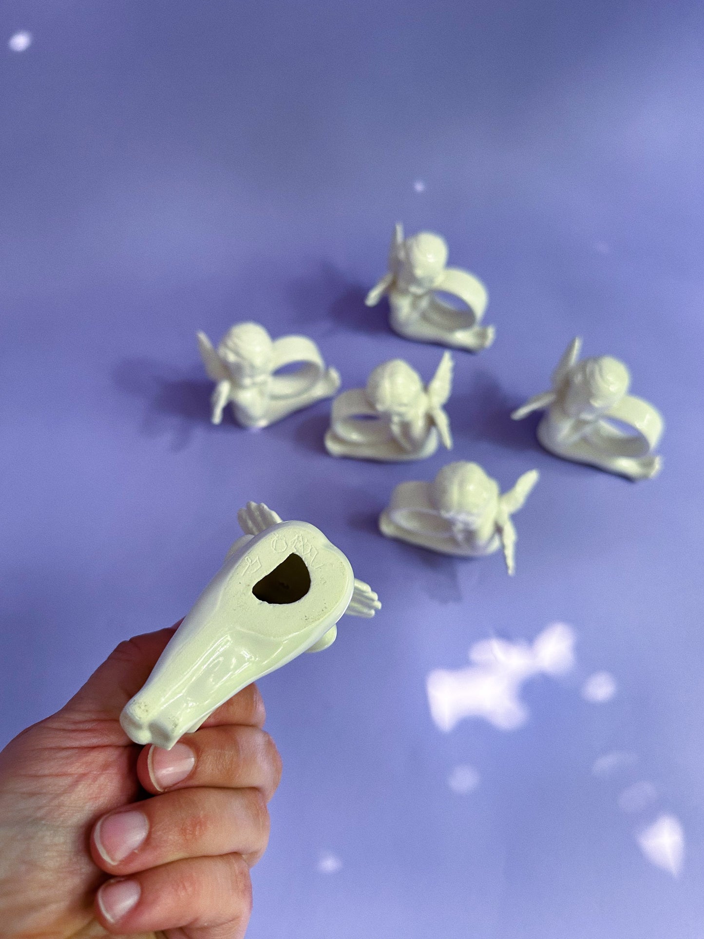 Vintage Ceramic Angel Cherub Napkin Rings Set of 6