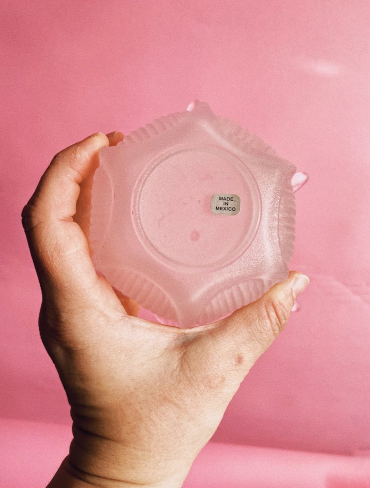 Frosted Pink Ombré Glass Tealight Holder