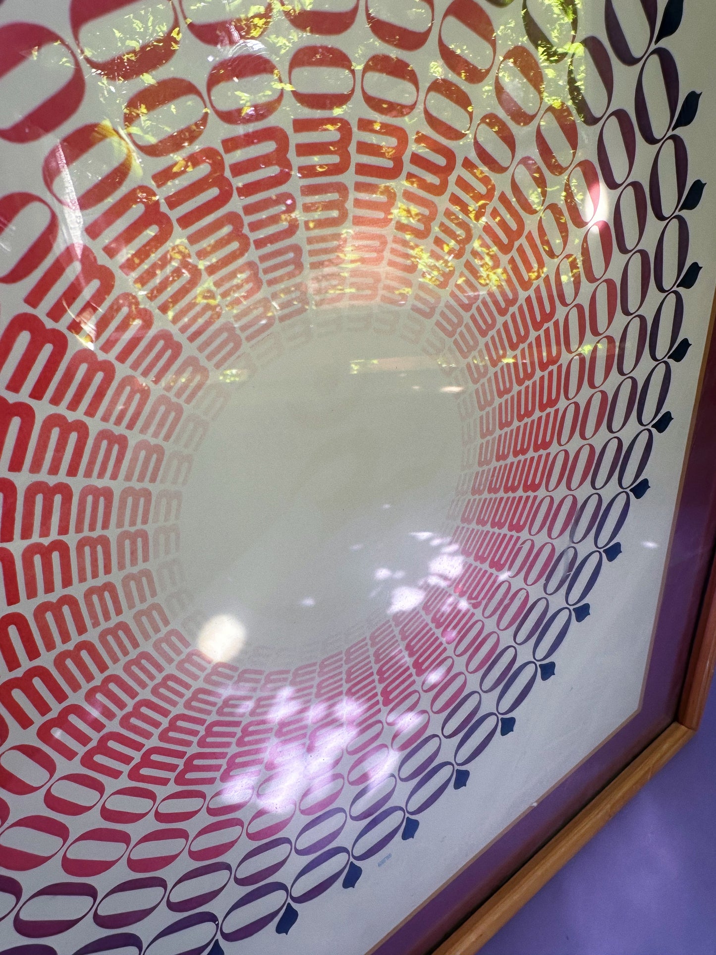 Vintage MCM 1970s Wood Framed Mandala Art Print