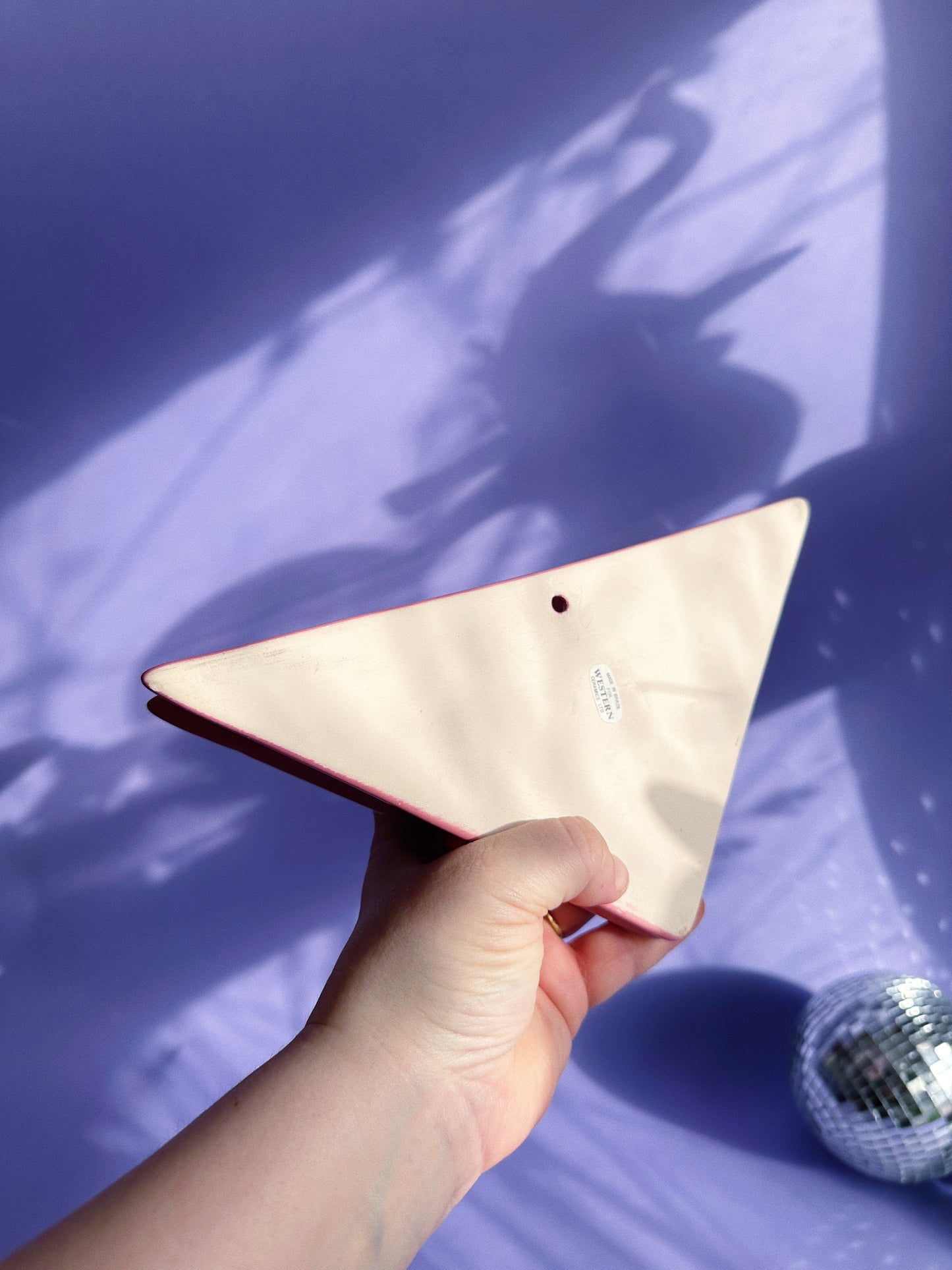 Vintage Post Modern Ceramic Dusty Rose Wall Pocket