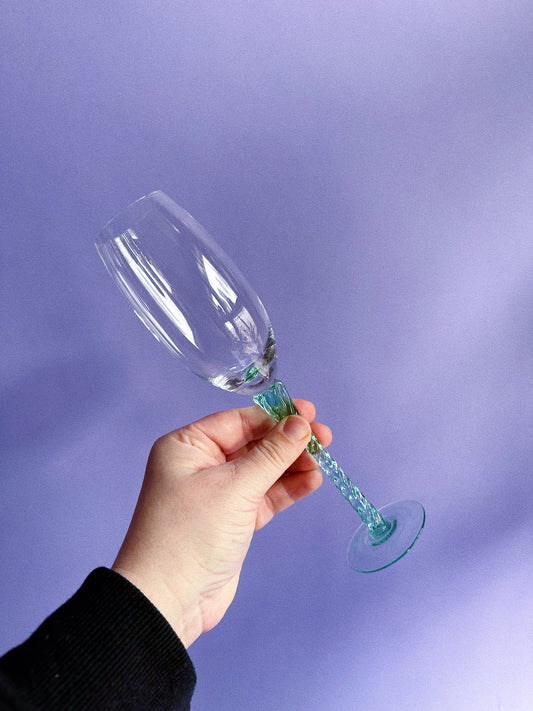 Set of 4 Twisted Teal Stemmed Champagne Flutes