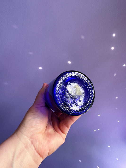 Vintage Apothecary Chemist Cobalt Blue Glass Container/Jar with Bubble Lid Belgium