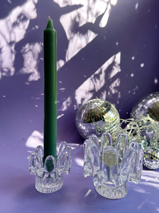 Vintage Goran Warff Kosta Boda Sunflower Glass Tea Light / Taper Holders