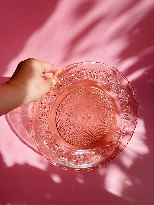 Vintage Pink Depression Glass Platter