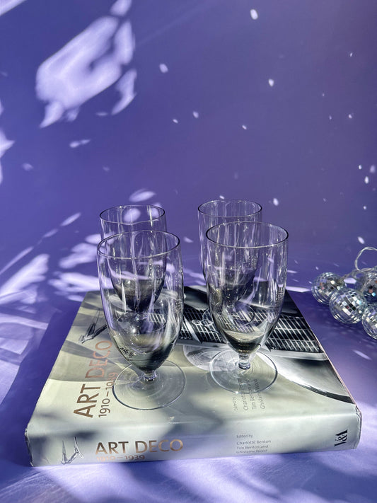 4 BelKraft Moonglo BK1 West German Contemporary Hand Blown Water Goblets