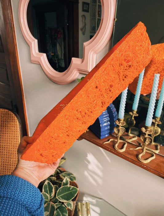 Vintage MCM Retro Orange Lucite Spaghetti Basket