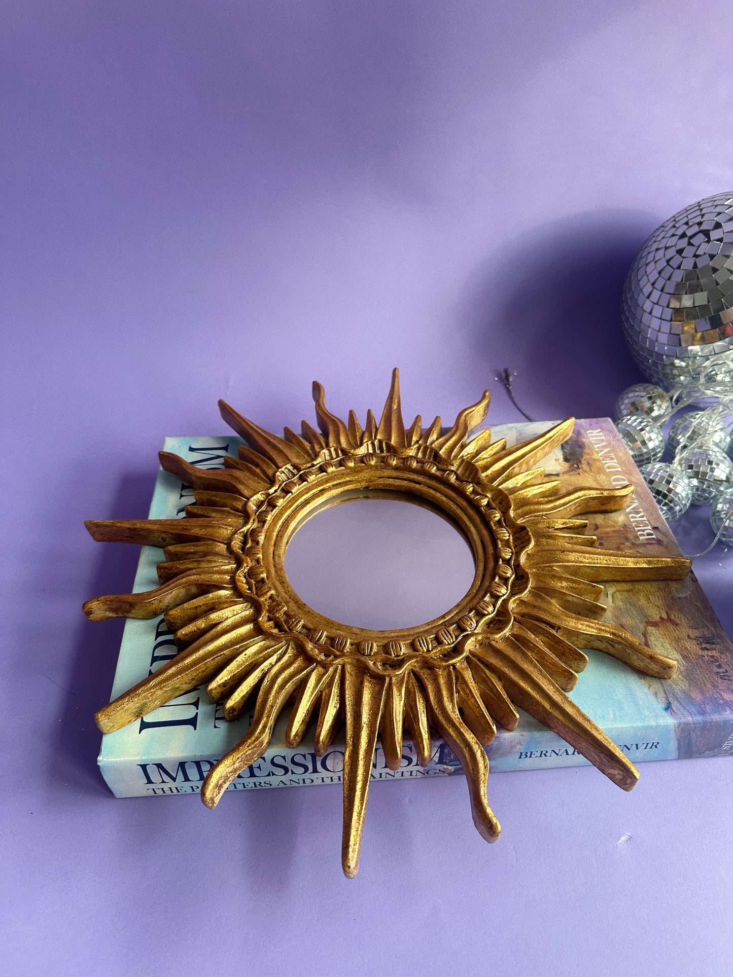 Vintage TST Inc. Sunburst Heavy Gold Wall Mirror - MCM - Hollywood Regency