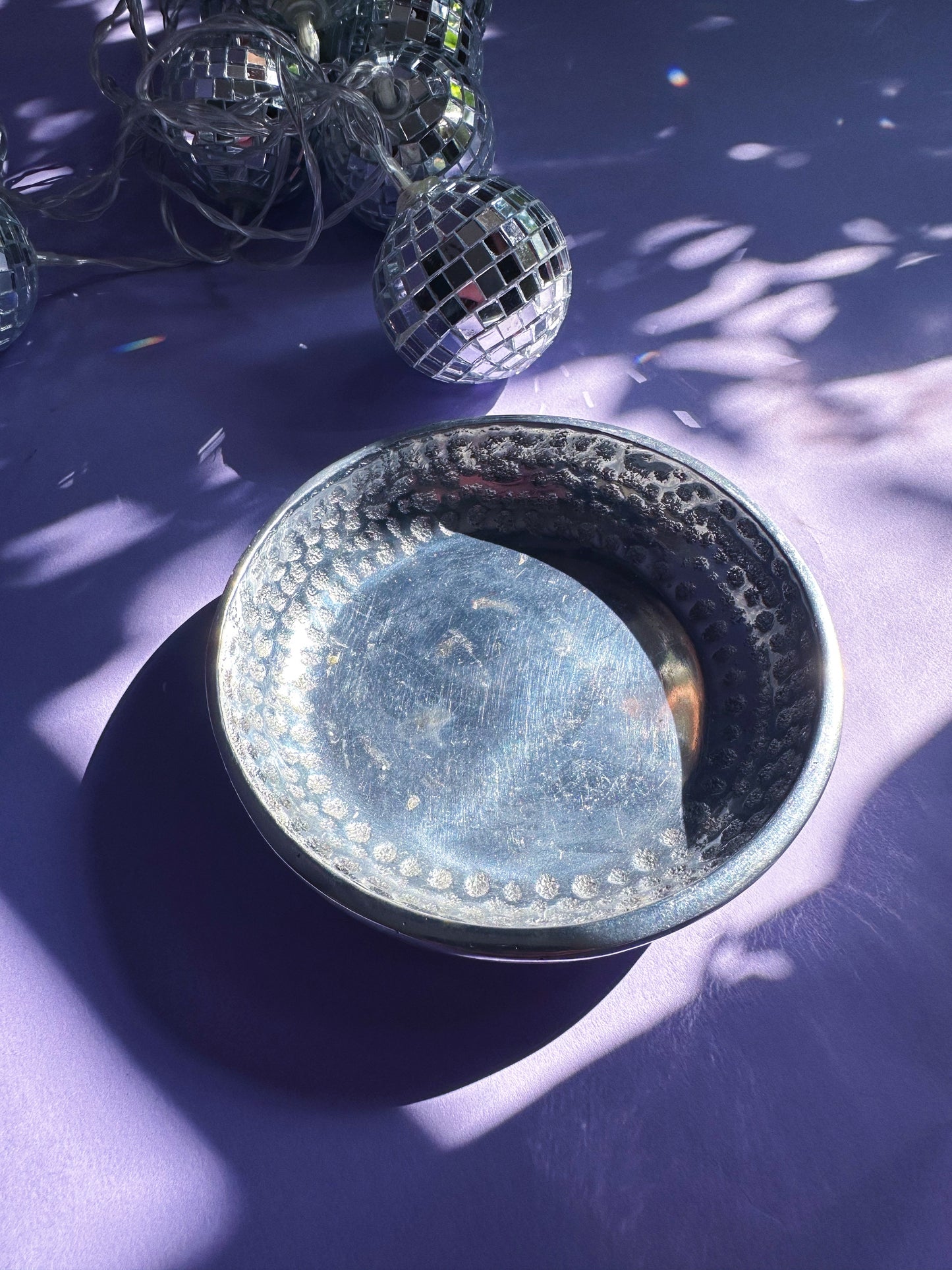 Vintage 80s Hammered Aluminum Catchall