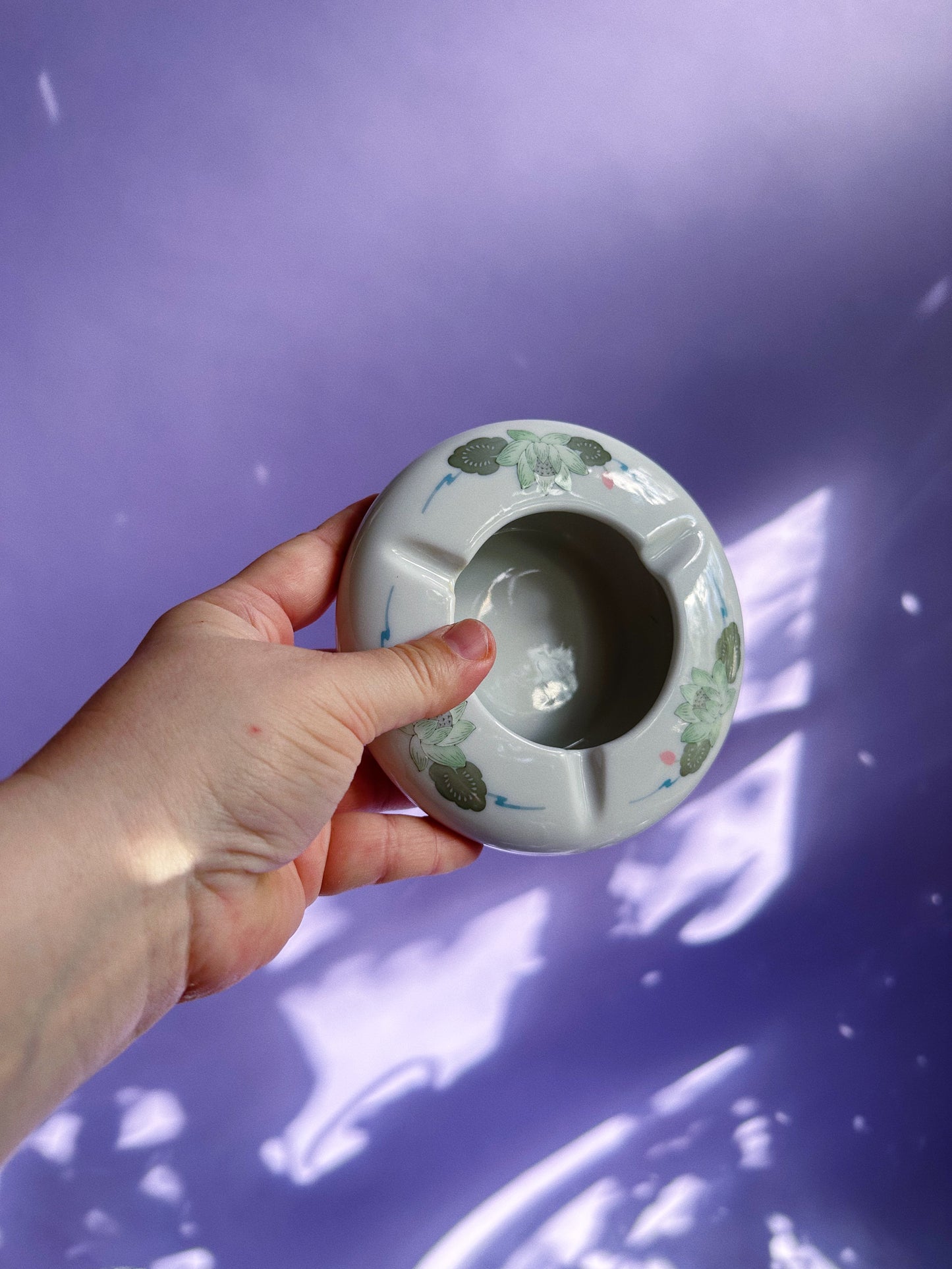 Sweet Vintage Liling Green Floral Ashtray