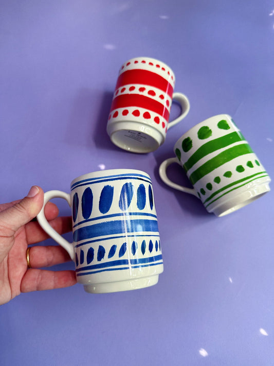 Kate Spade All in Good Taste Pretty Pantry Stacking Coffee Tea Mugs Set of 3