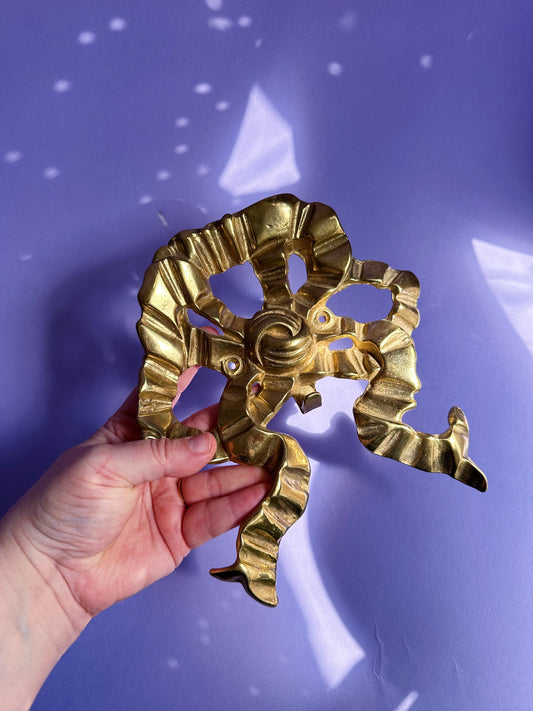 Vintage Heavy Brass Bow Wall Hook