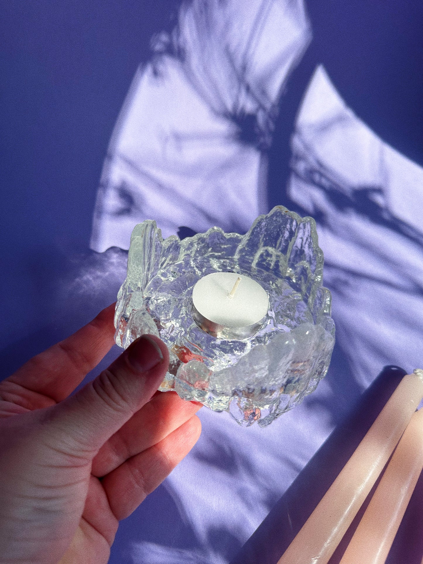 Vintage MCM L.E. Smith Reversible Crystal Ice Candle Holder