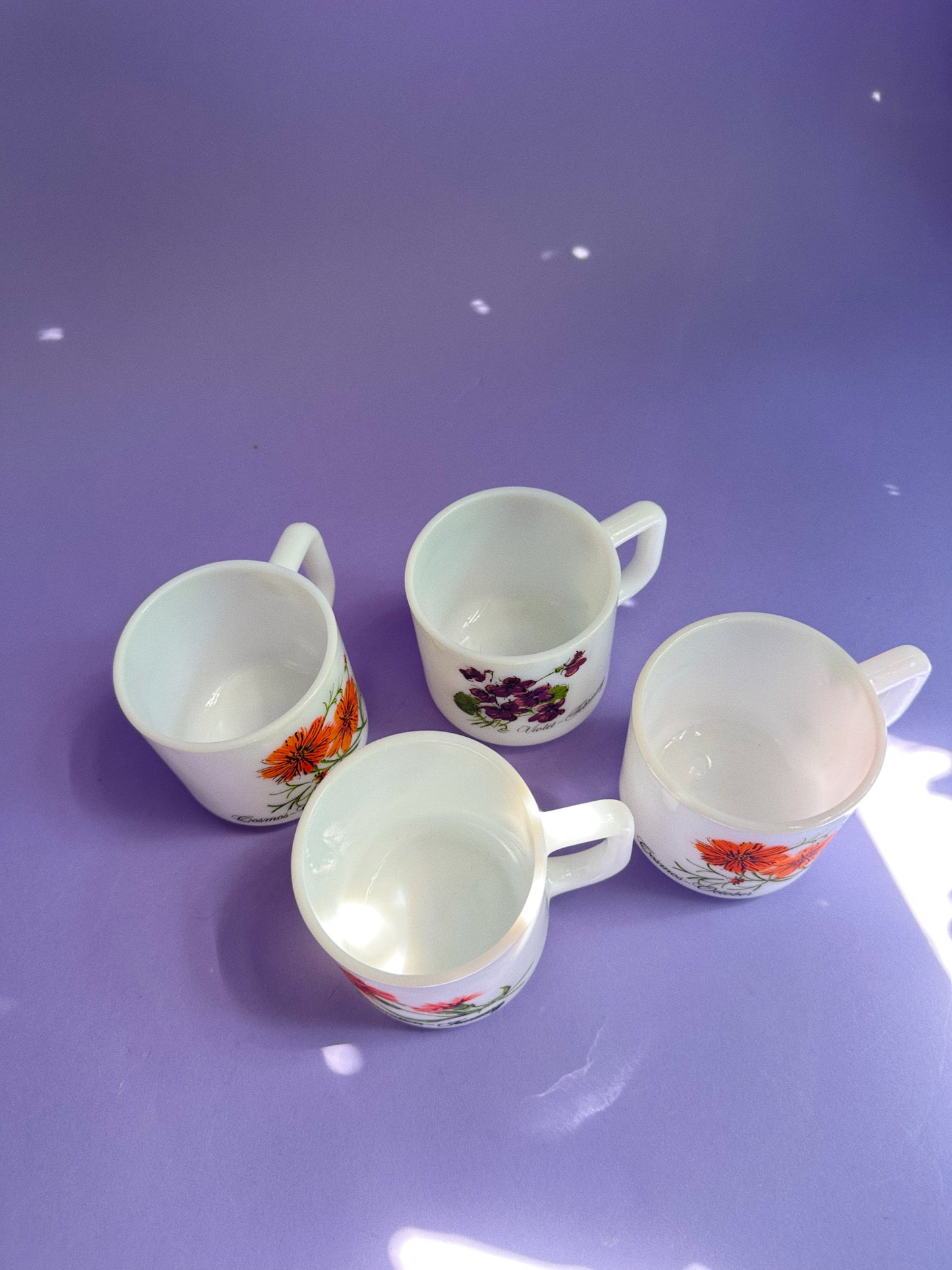 Vintage Brockway Flower of the Month Milk Glass Mug Carnation January