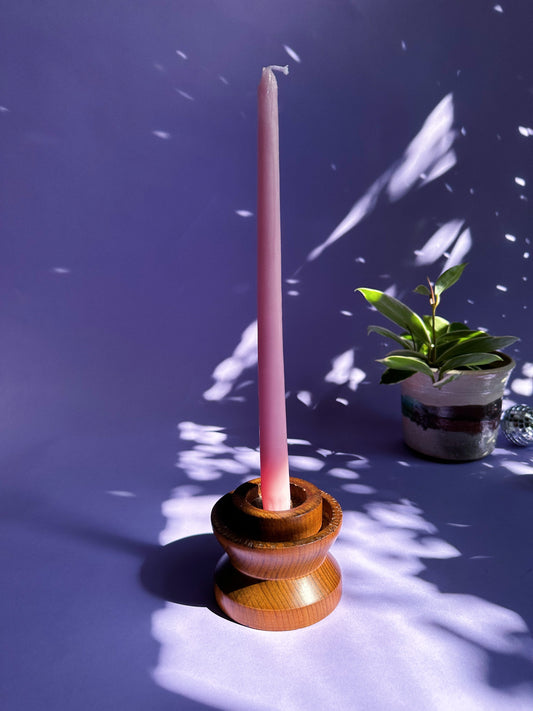 Vintage Handcrafted Wooden Candlestick Taper Candle Holder