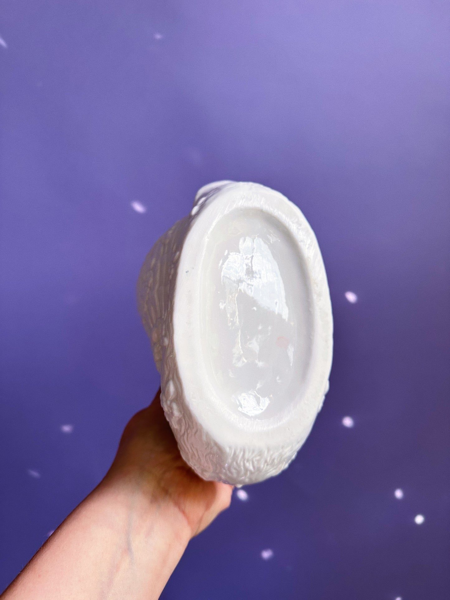 Vintage Porcelain Swan Planter w/ 3D Floral Decor