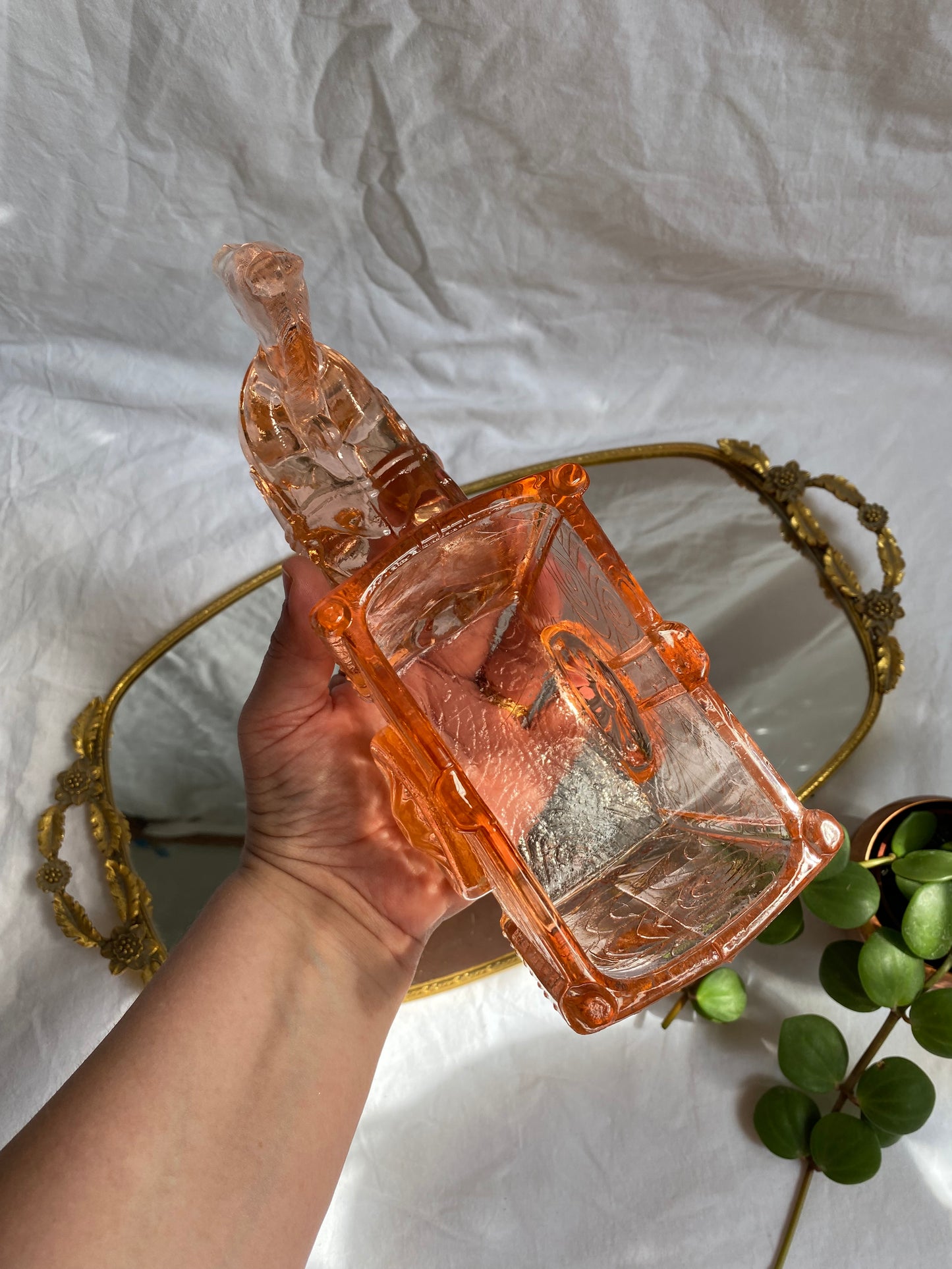 Jeanette Vintage Pink Depression Glass Horse & Carriage