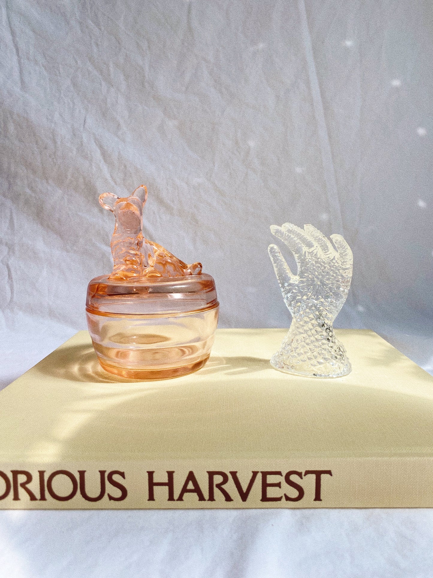 Vintage Jeanette Pink Depression Glass Scottie Lidded Powder Jar