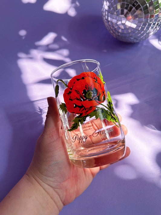 Vintage Floral Brockway Poppy August Medium Glass Tumbler