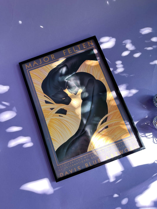 Black Panthers / Major Felten / Art Deco Big Cats Framed Print