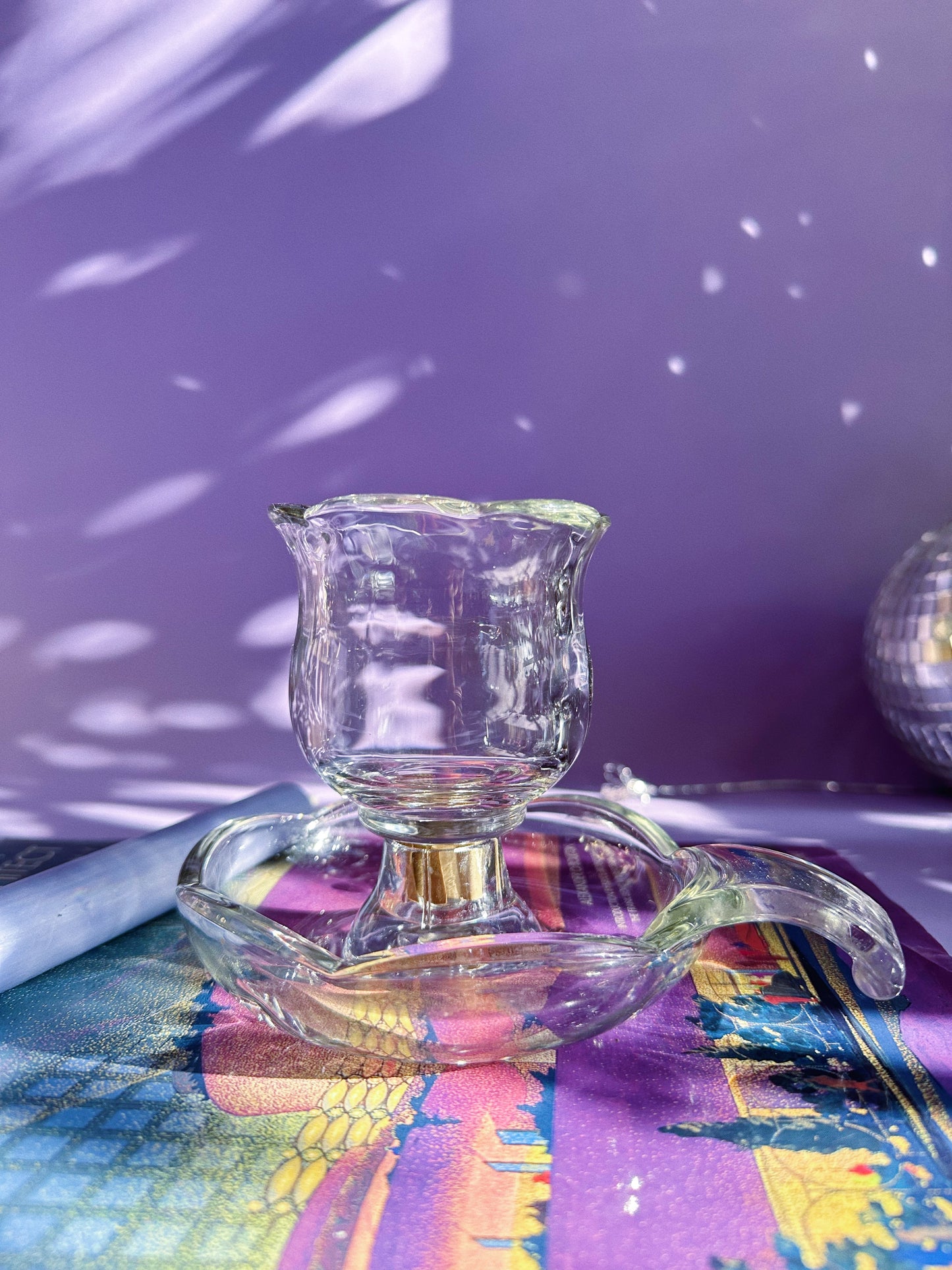 Vintage Glass Chamber Candlestick W Optional Tea Light Attachment