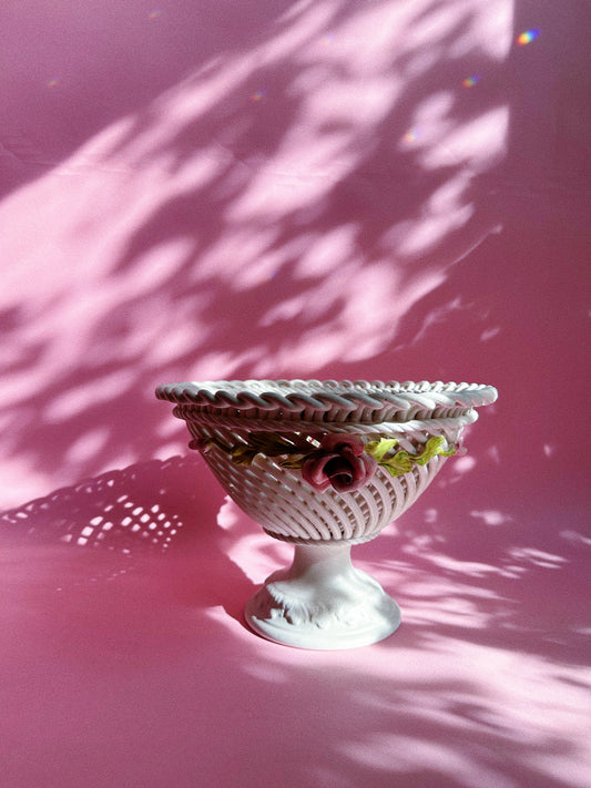 Vintage Bassano Capodimonte Footed Bowl Made in Italy