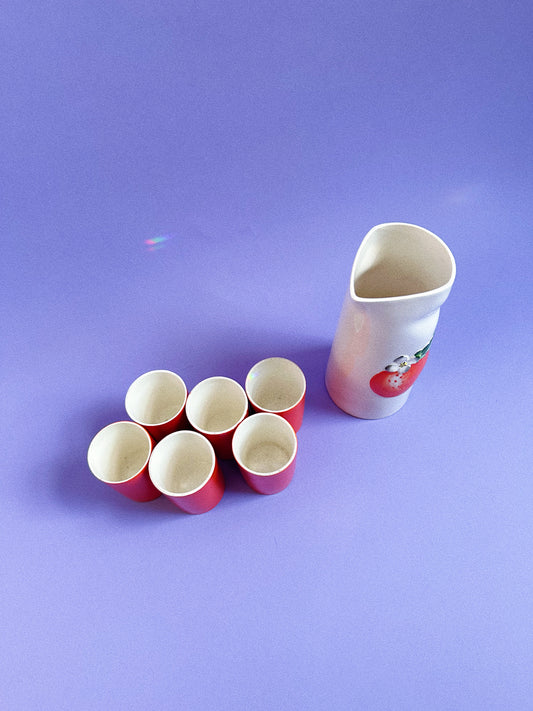 Vintage 1962 Holt Howard Orange Embossed Ceramic Pitcher & Glasses, Japan