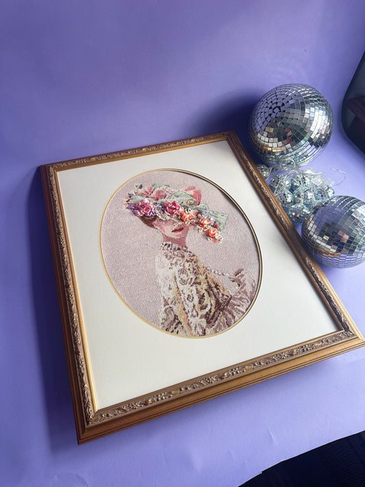 Dimensions Lady Victoria Complete Framed Needlepoint 3D Floral Embroidery 2425