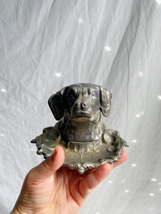 Vintage Metal Hunting Dog Ashtray