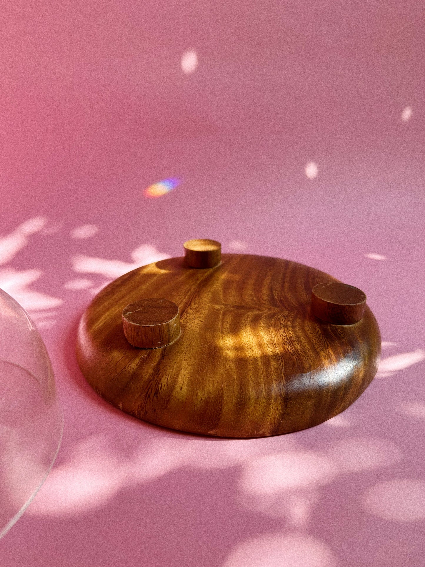 Vintage MCM Wood & Acrylic Cheese Plate w/ Wooden Mouse