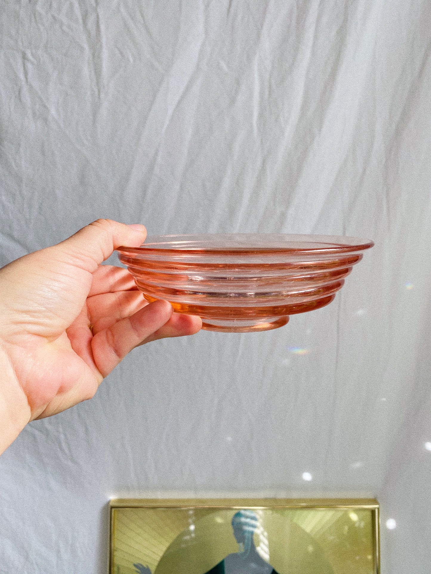 Vintage Pink Depression Glass Footed Bowl