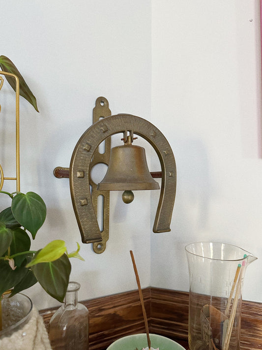Vintage Solid Brass Horseshoe Bell Wall Hanging