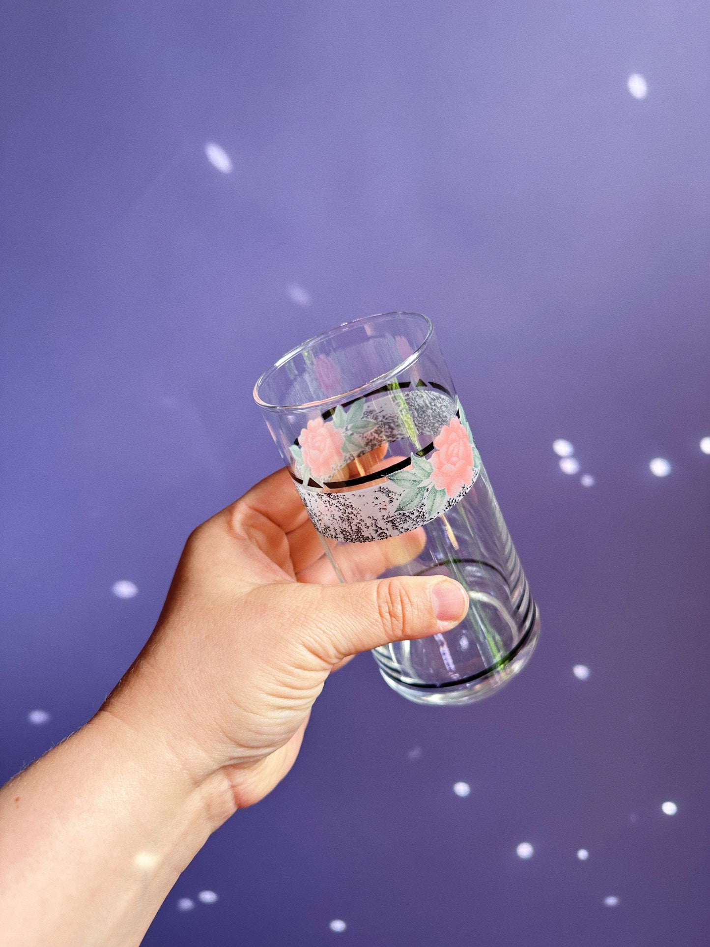 4 Vintage 80s Floral Post Modern Tall Drinking Glasses