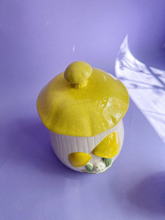 Vintage Arnels Ceramic Yellow Mushroom Canister