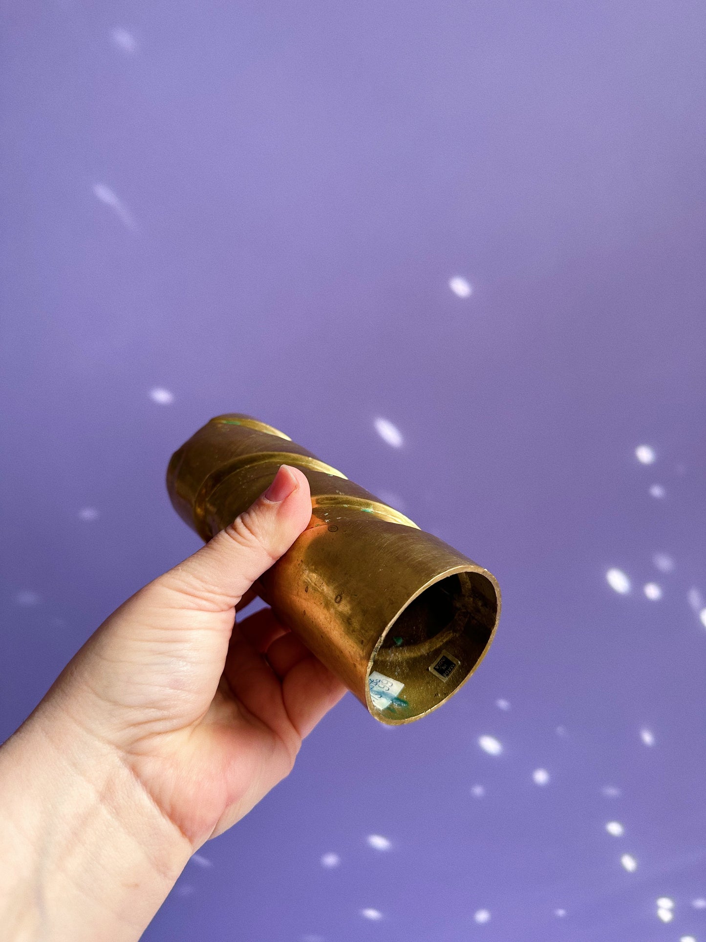 Vintage Cylinder Shaped Brass Candlestick