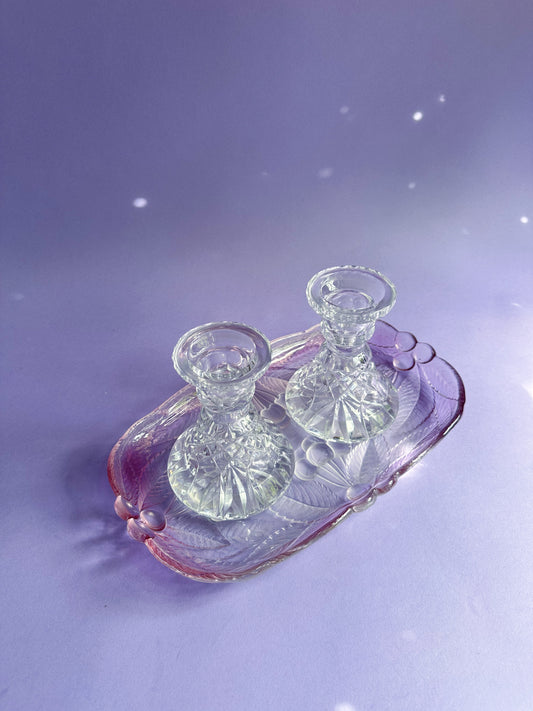 Pair of Heavy Vintage Crystal Candlesticks