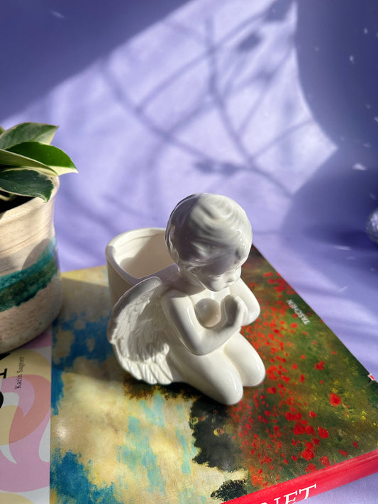 Sweet Vintage Ceramic Cherub Planter / Cache Pot