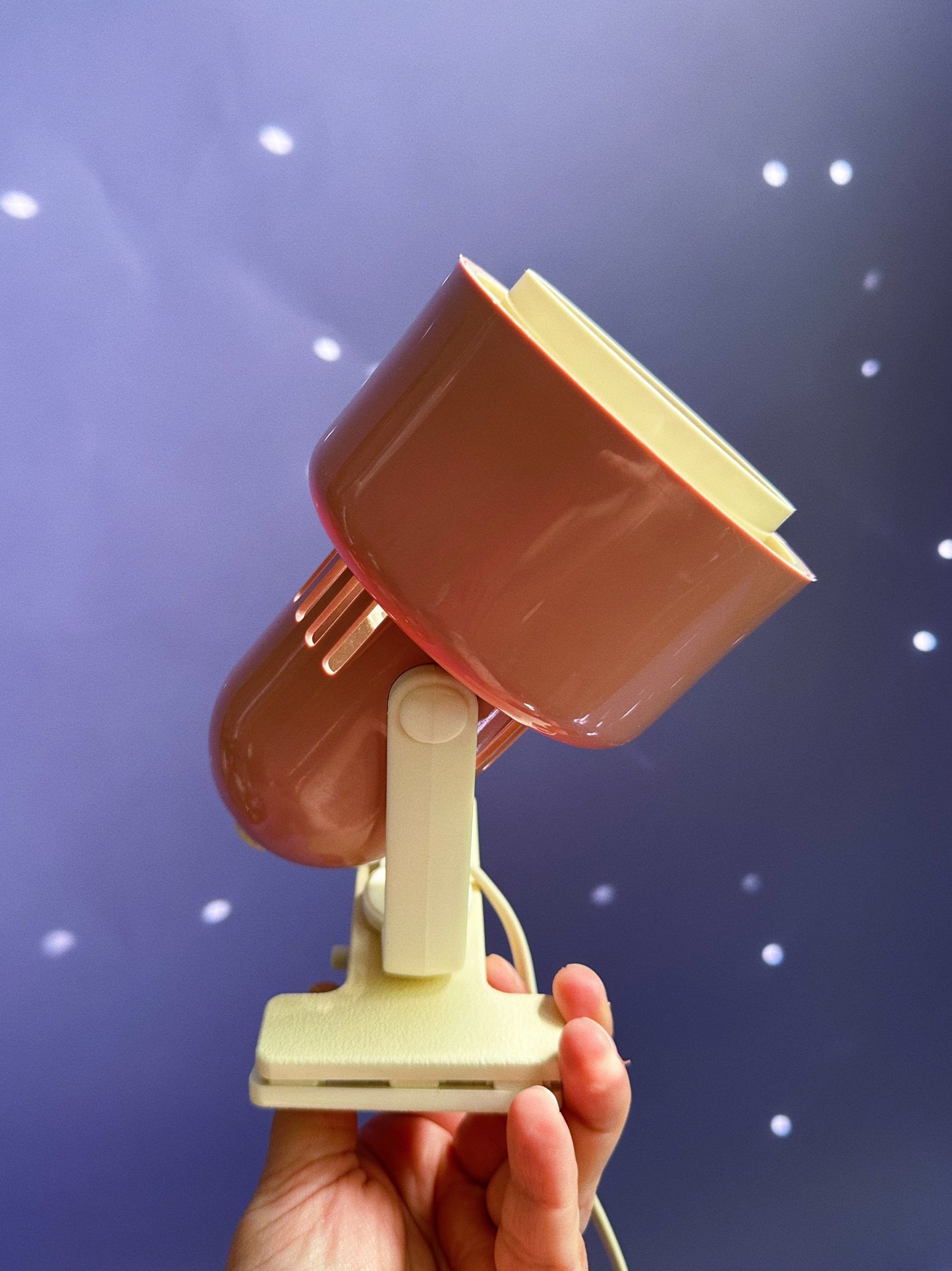 Vintage Pink + White Molded Plastic Clamp Task Lamp, Circa 1980s