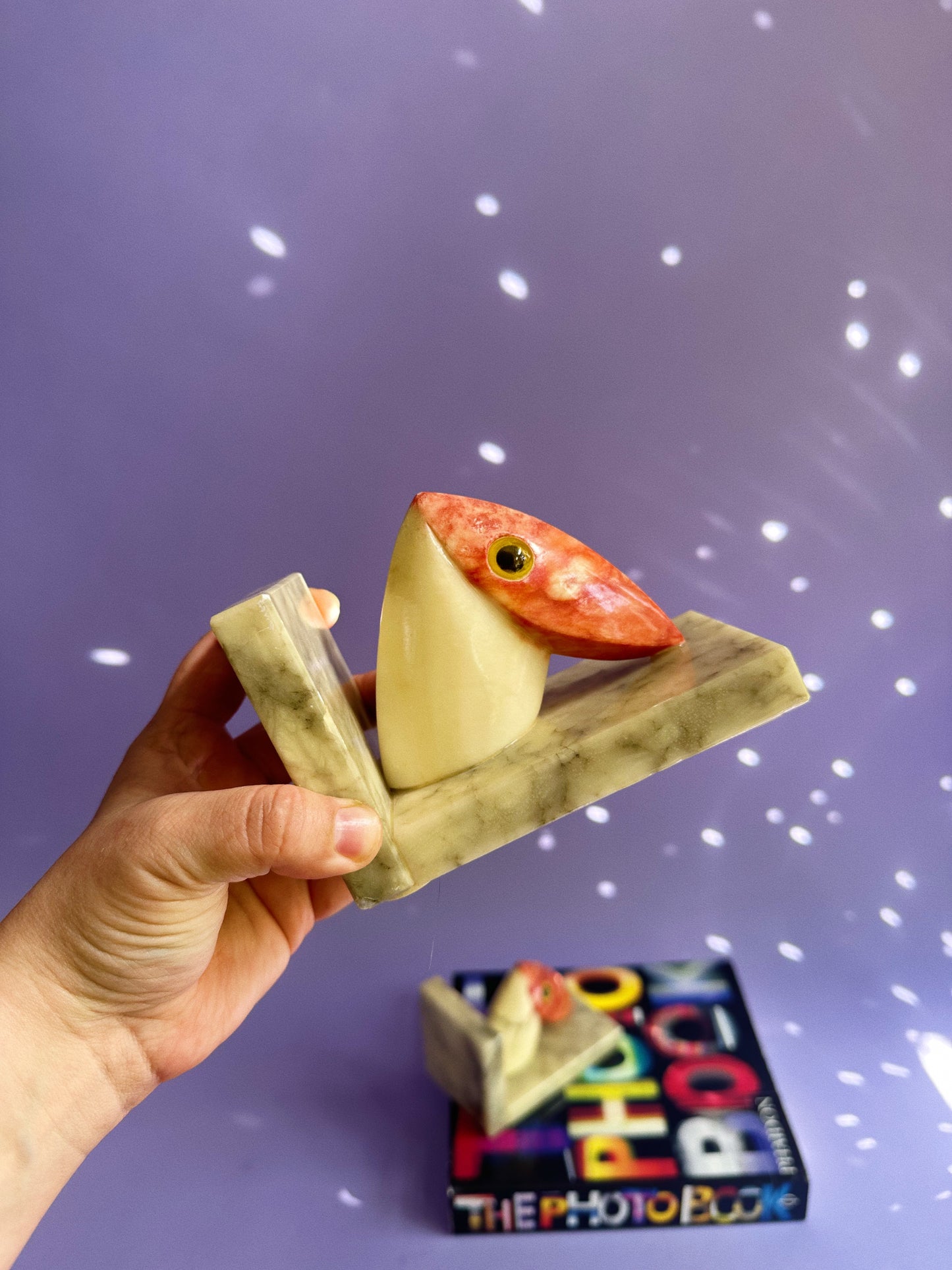 Vintage Genuine Alabaster Bird Book Ends Italy