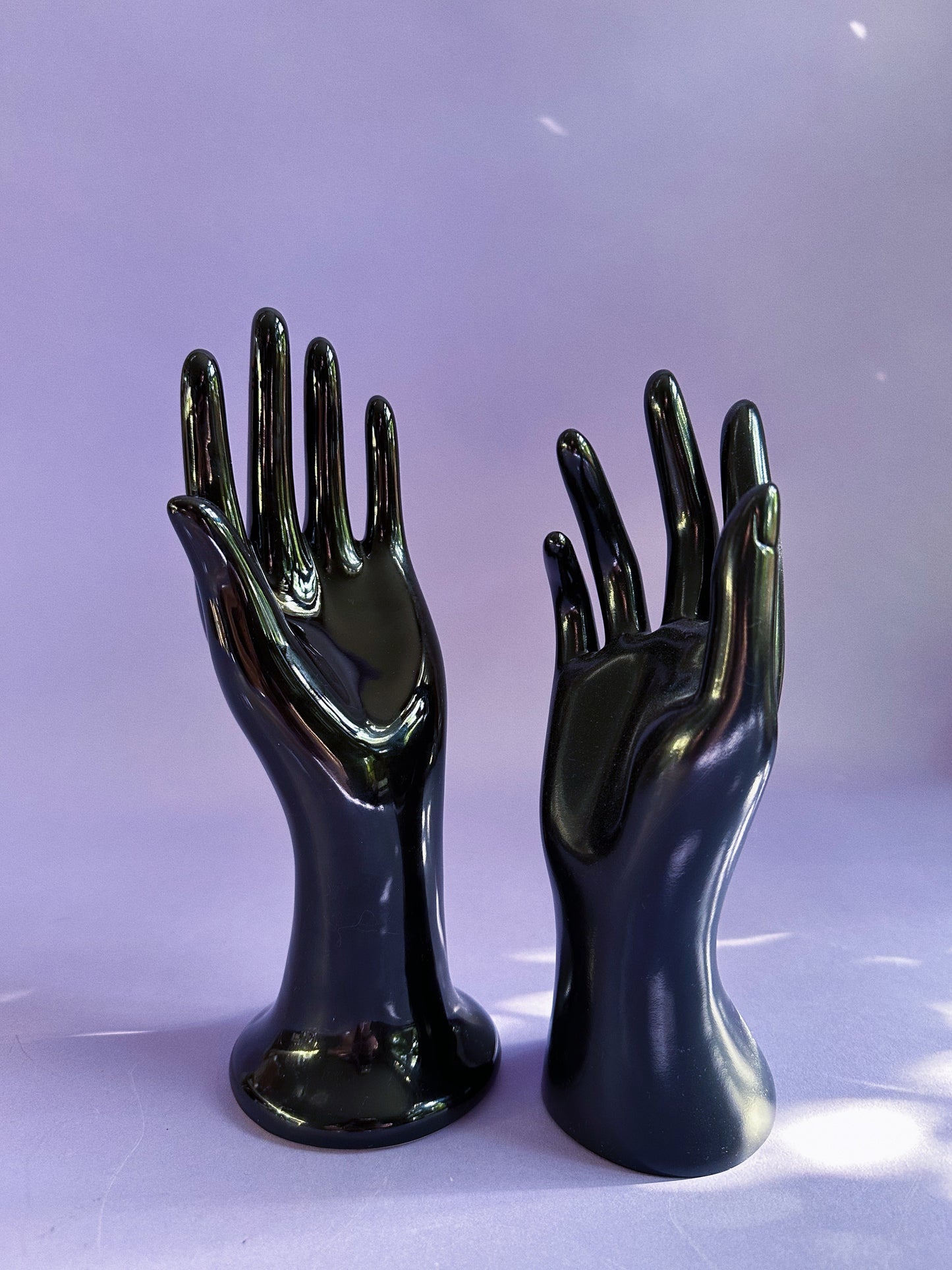 Black Glossy Glazed Ceramic Hand Sculpture