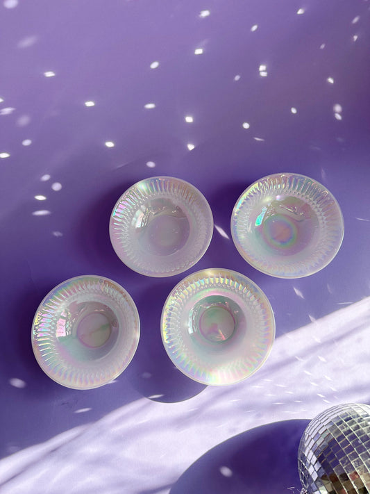 Set of 4 Vintage Iridescent Moonglow Federal Glass Cereal Bowls
