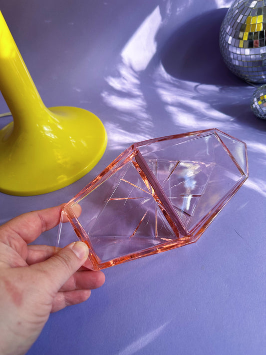 Vintage Indiana Art Deco Pink Depression Glass Divided Dish 9”