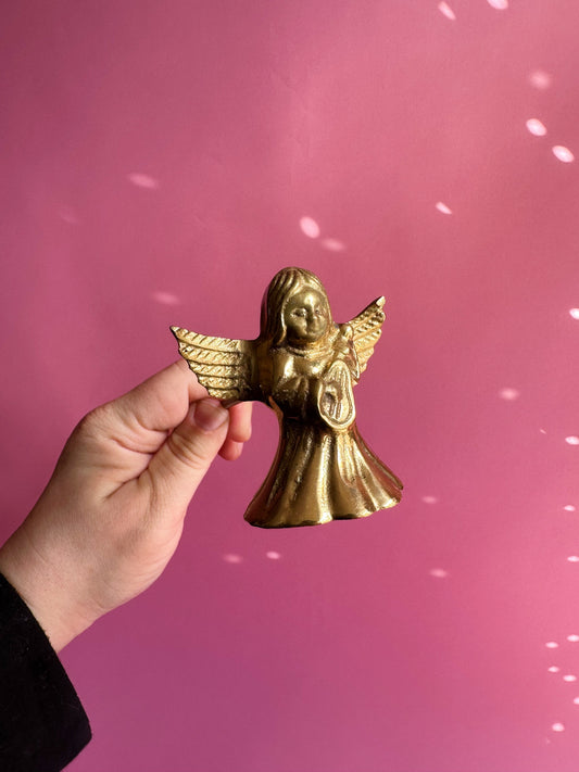 Vintage Solid Brass Angel / Cherub Candle Snuffer