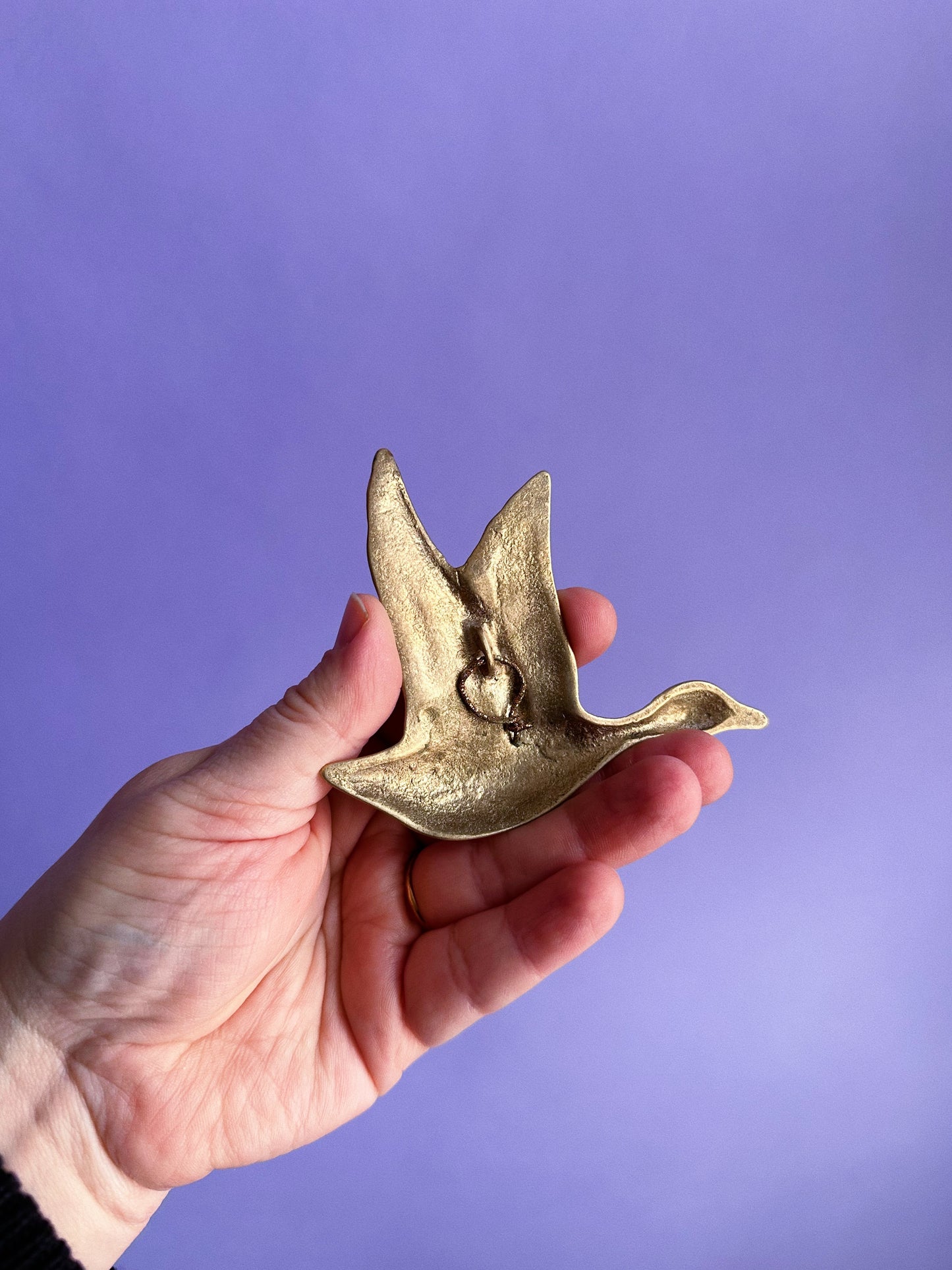 Sweet Little Vintage Flying Brass Bird Wall Hanging