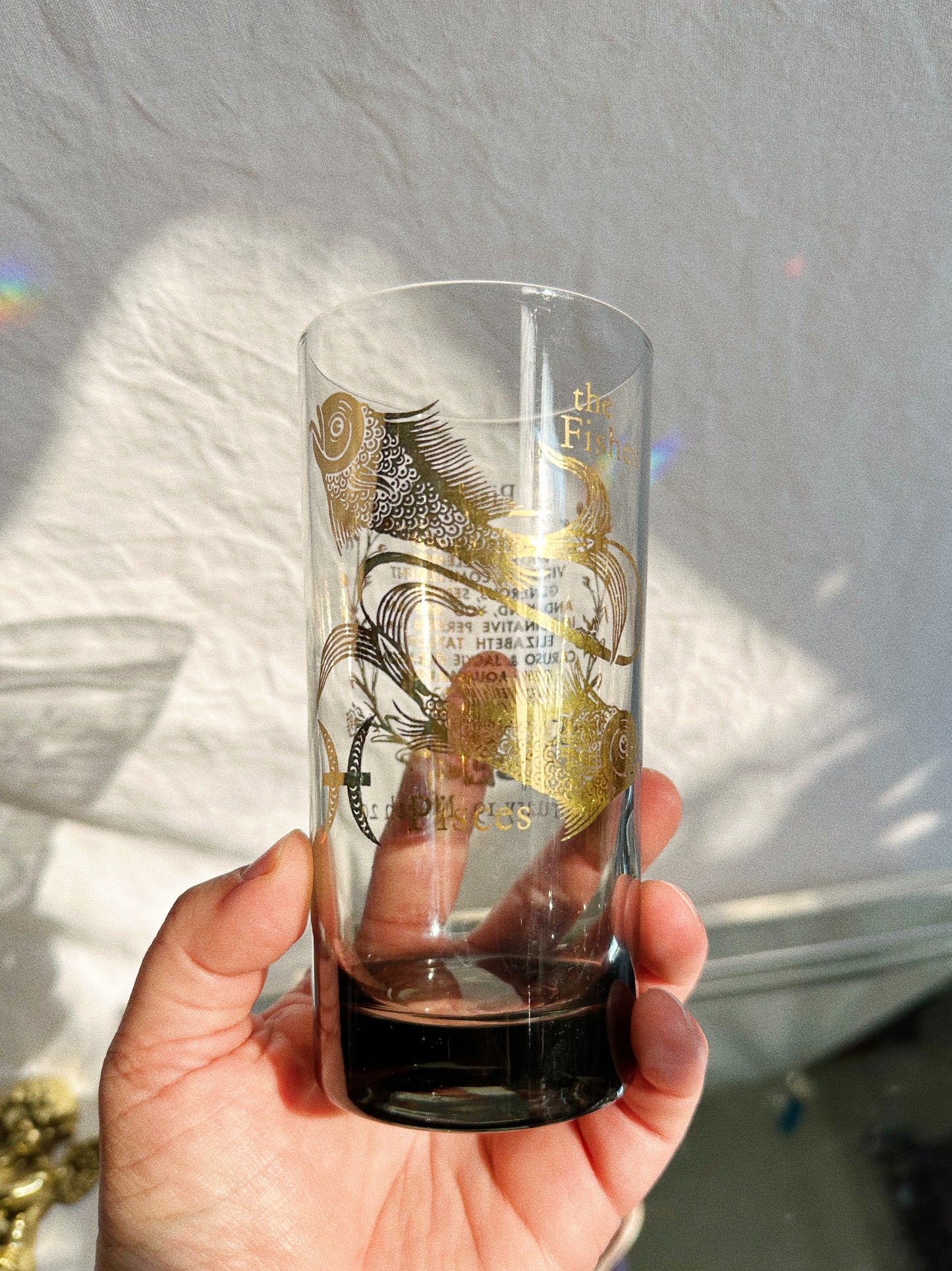 Vintage Horoscope PISCES Mid Century Modern Bar Cocktail Drinking Glass Highball