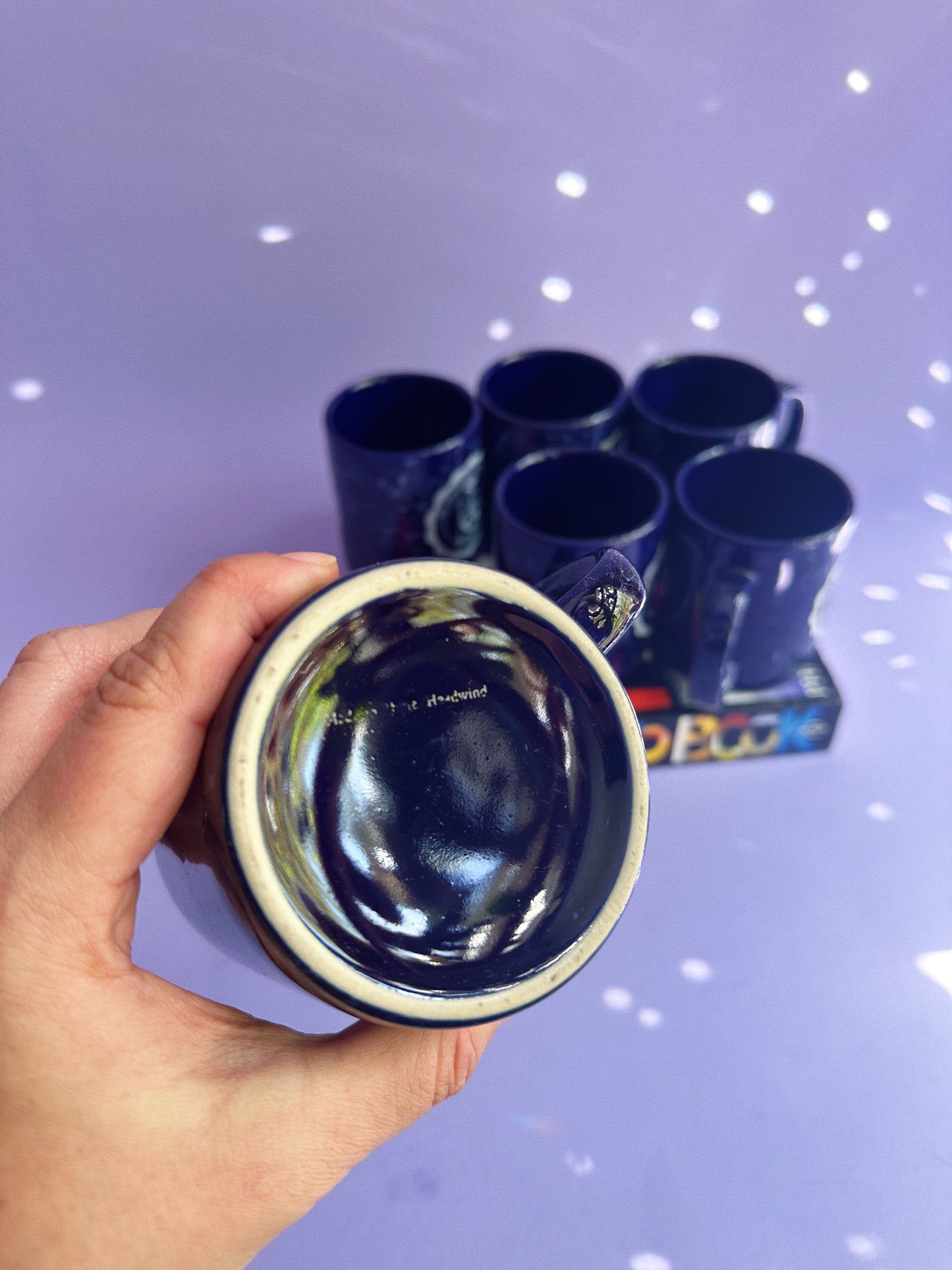 Vintage Navy Blue Ceramic U of T Coffee / Tea Mugs