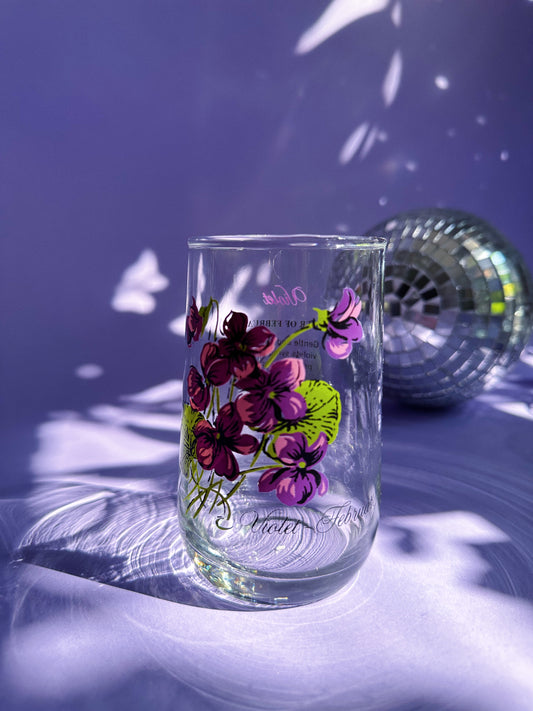 Vintage Floral Brockway Violet February Medium Glass Tumblers