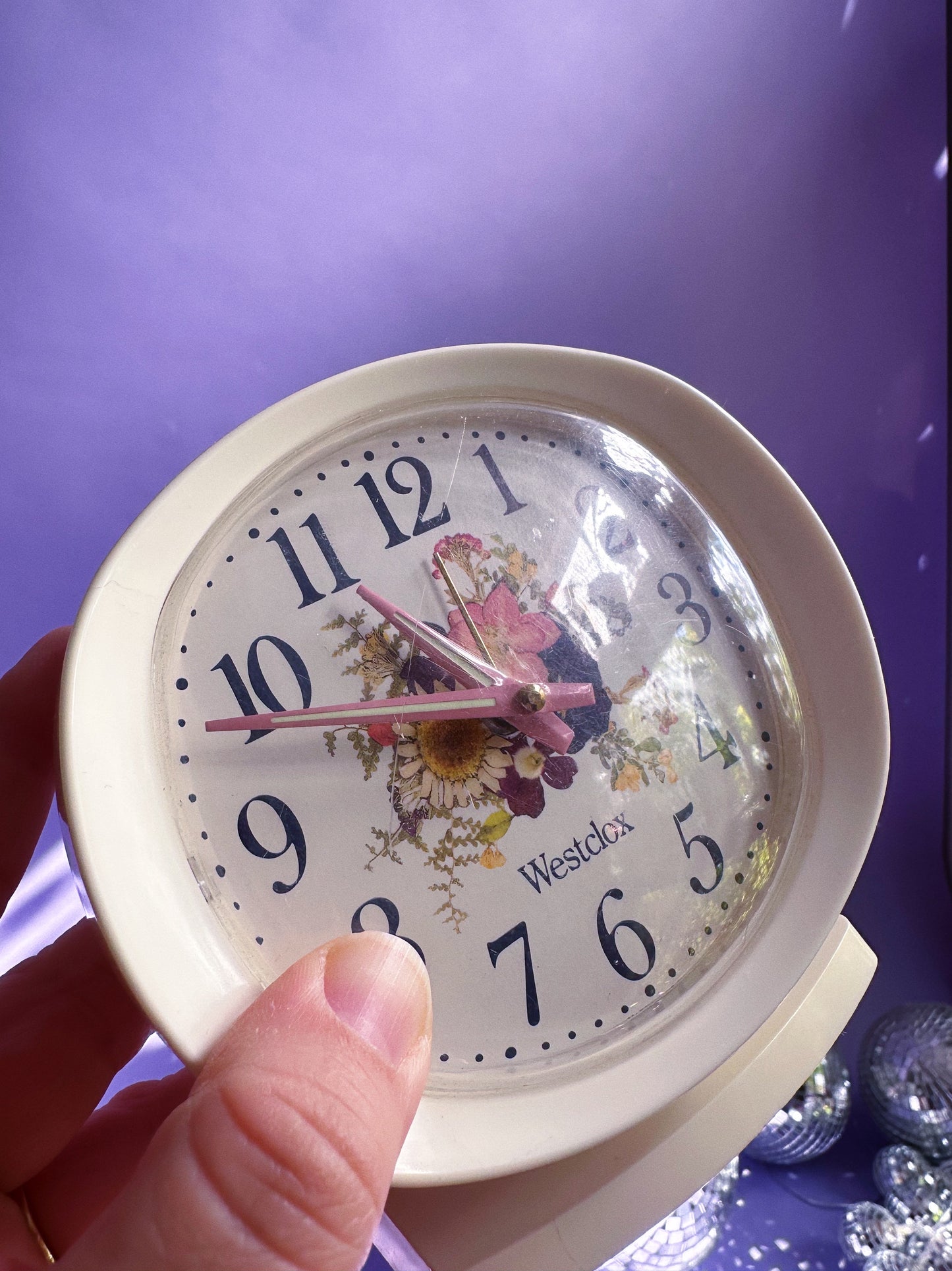 Vintage Westclox Wind-Up Alarm Clock w/ Floral Face Lady Ben
