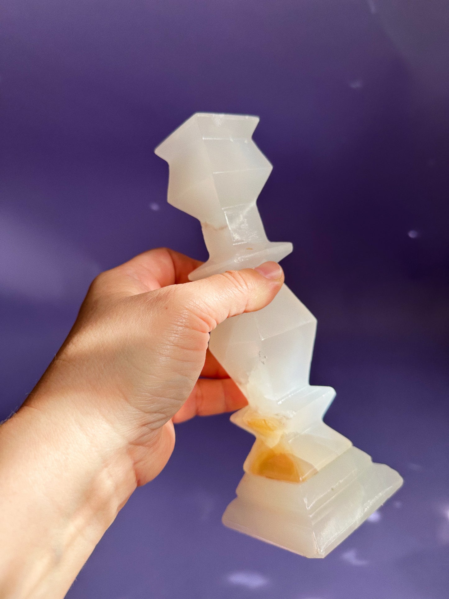 Singular Vintage Onyx Stone Candle Holder Candlestick